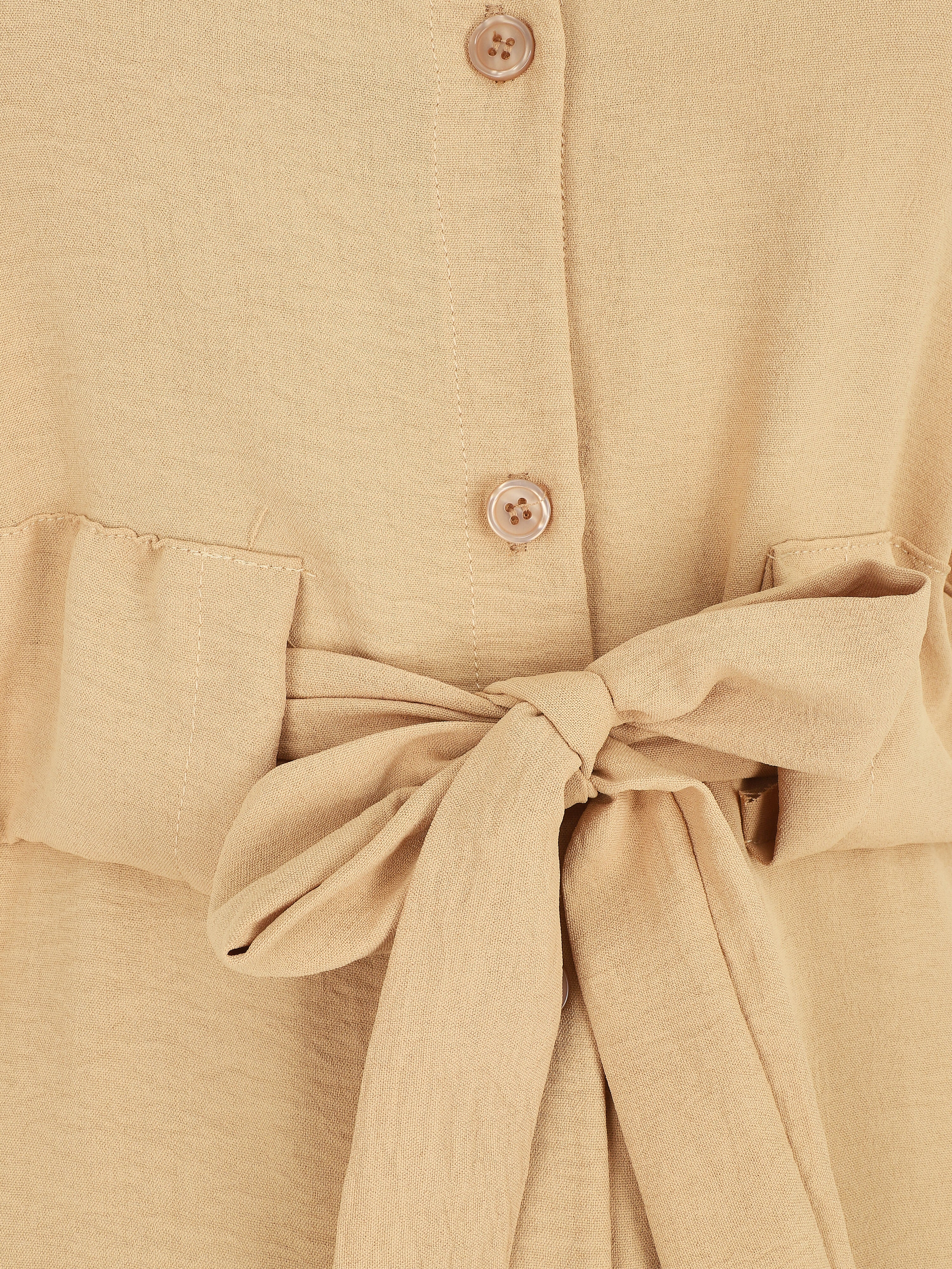 Robe longue style chemise à manches longues - Camel - 3