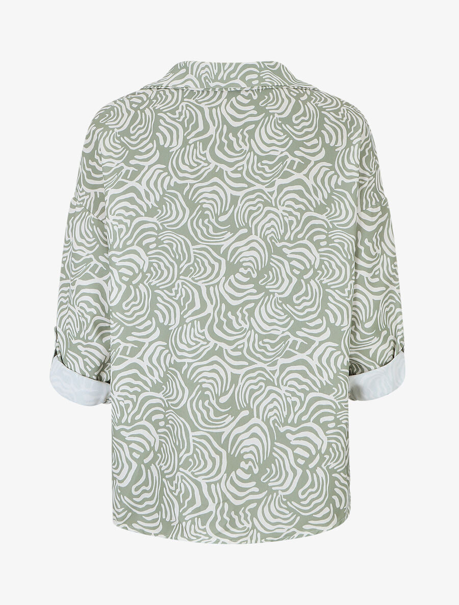 Blouse fluide à imprimé graphique - Vert d&
