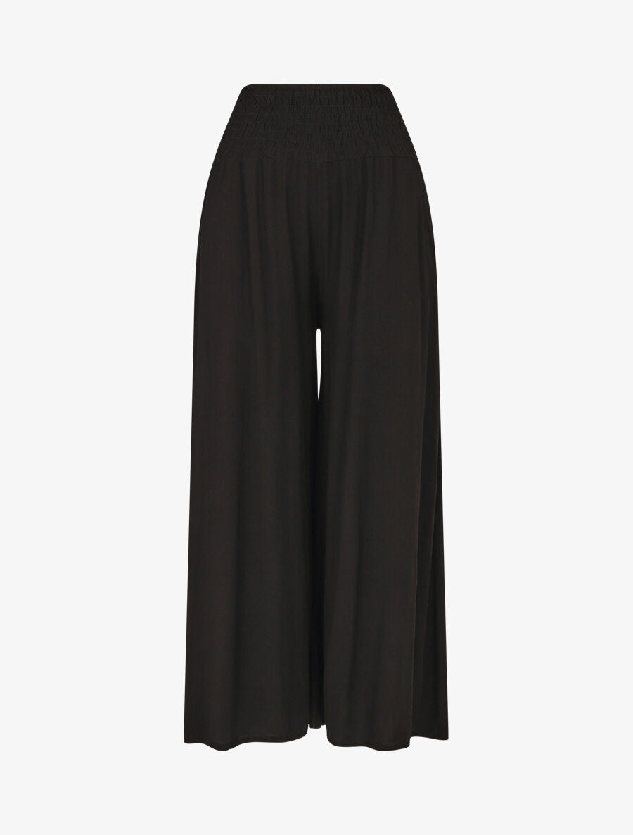 Pantalon ample à taille élastiquée - Noir - 1