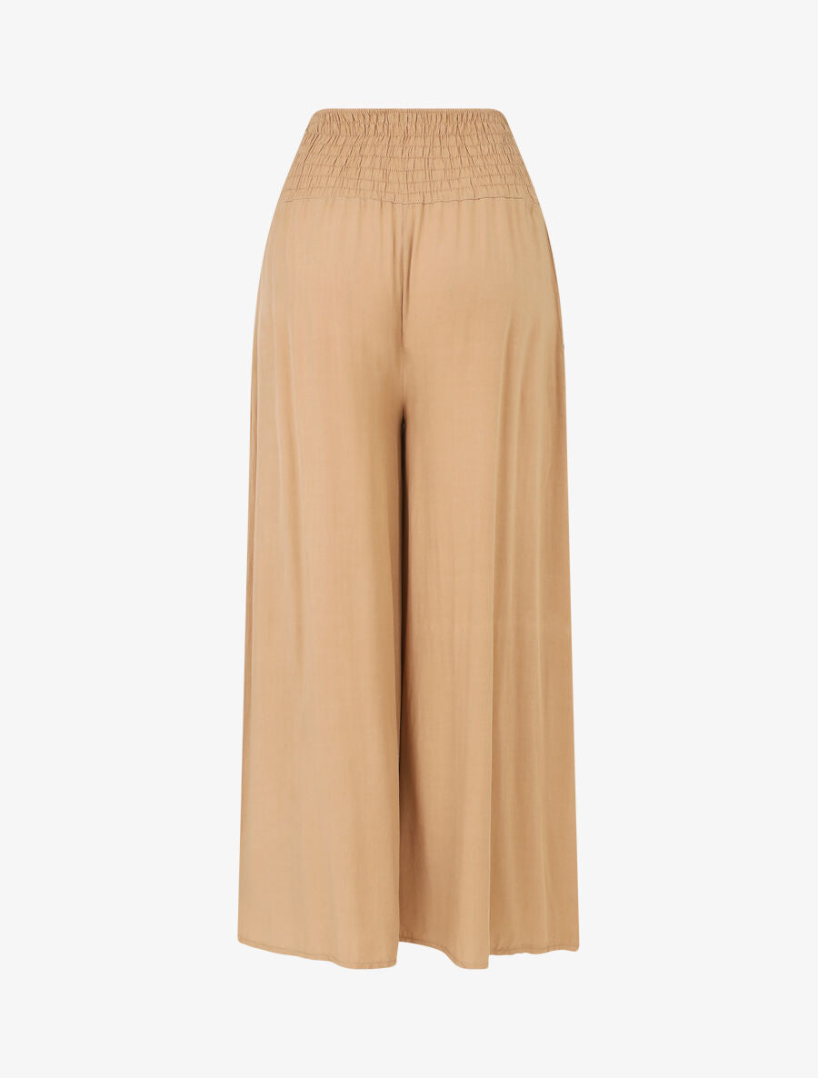 Pantalon ample à taille élastiquée - Camel - 2
