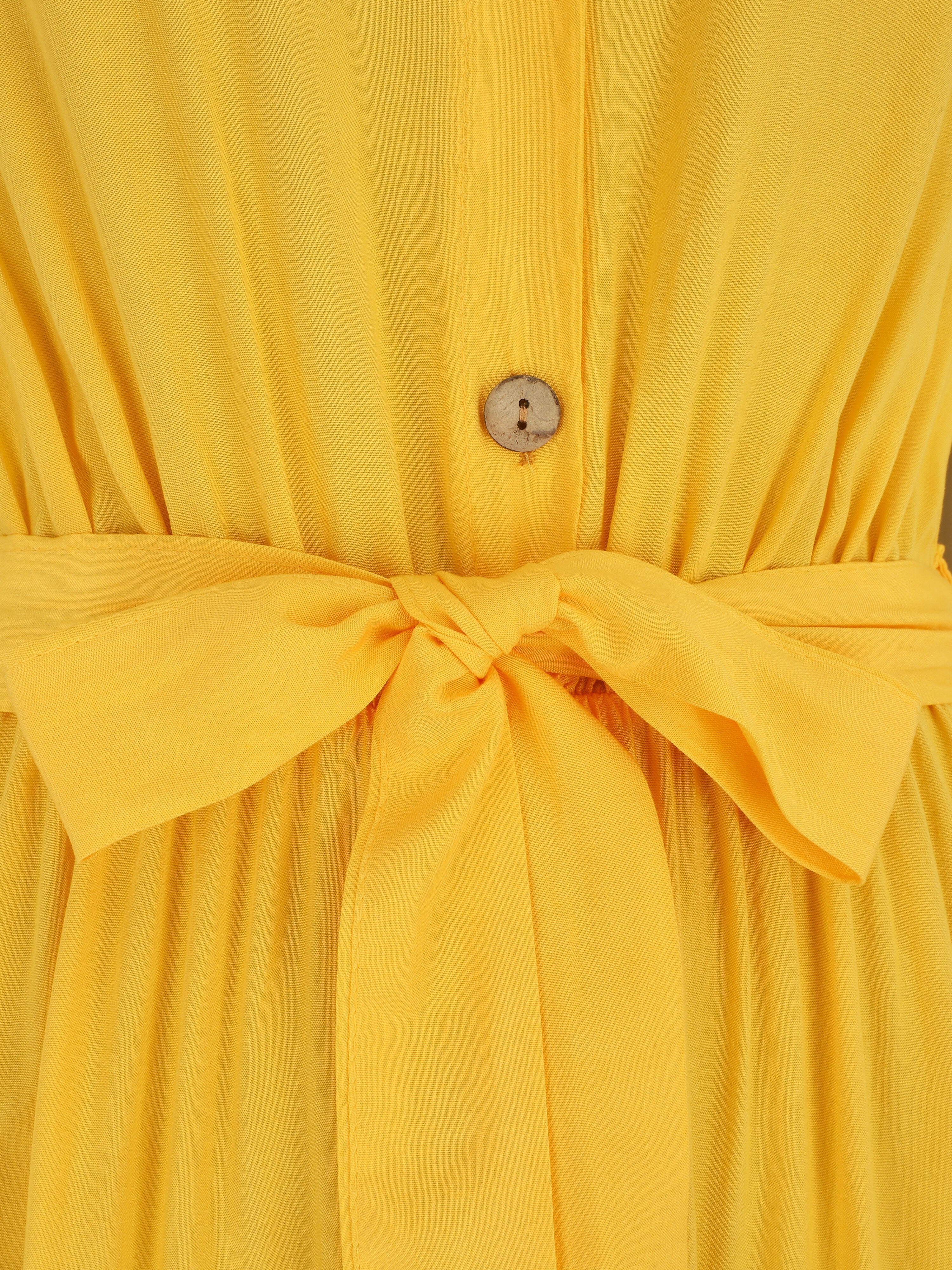 Robe longue unie style chemise - Jaune - 3