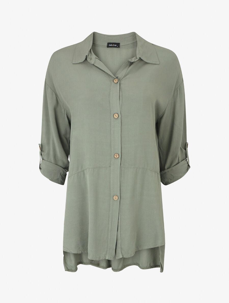 Chemise fluide oversize - Kaki - 5