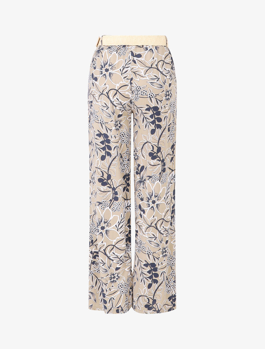 Pantalon fluide imprimé fleurs - Taupe - 2