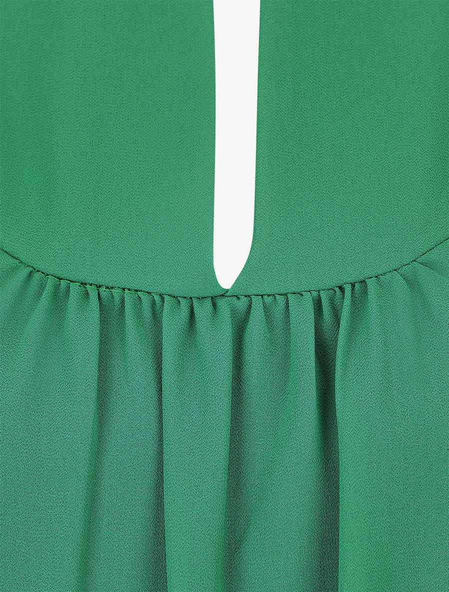Top uni en voile à col montant - Vert - 3