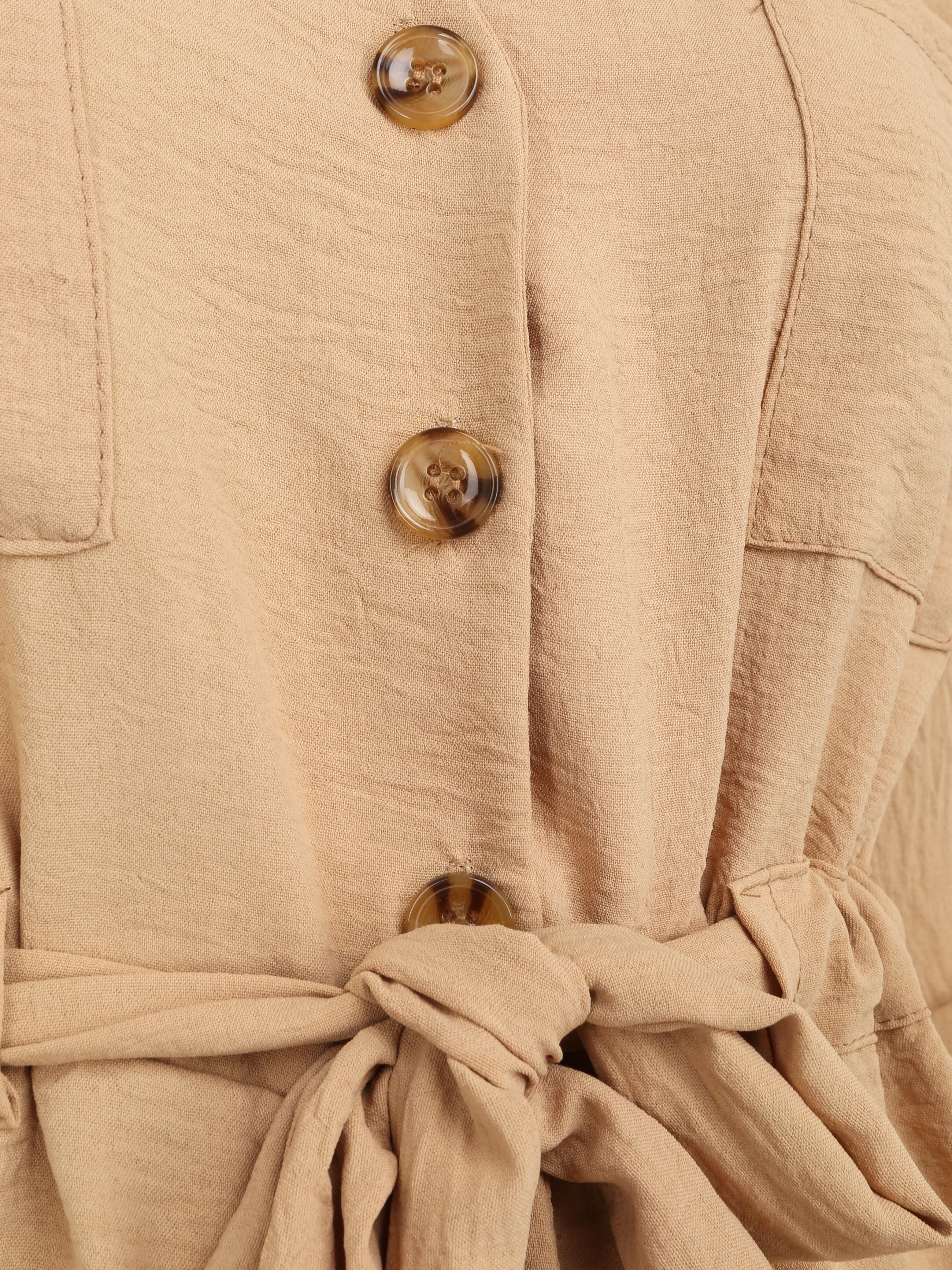 Top fluide boutonné - Beige - 3