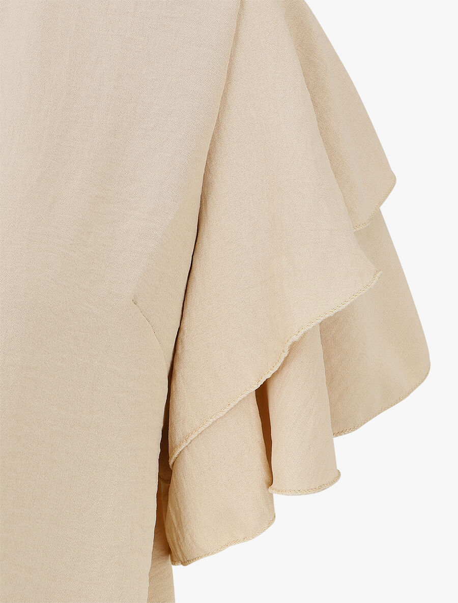 Top uni à manches volantées - Beige - 3