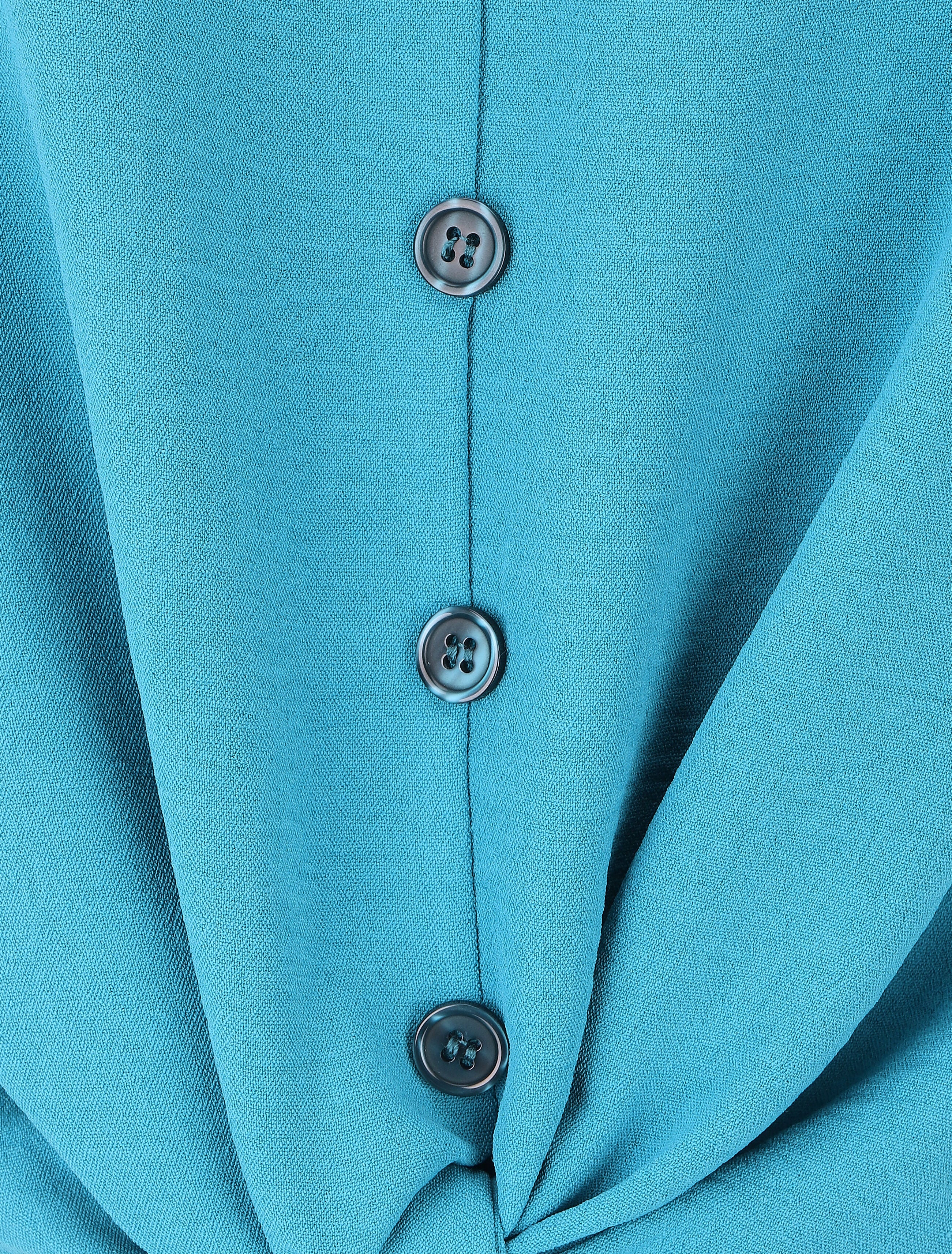 Top uni à manches volantées - Bleu - 3