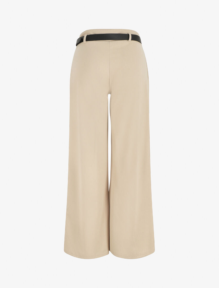 Pantalon fluide ceinturée - Beige - 2