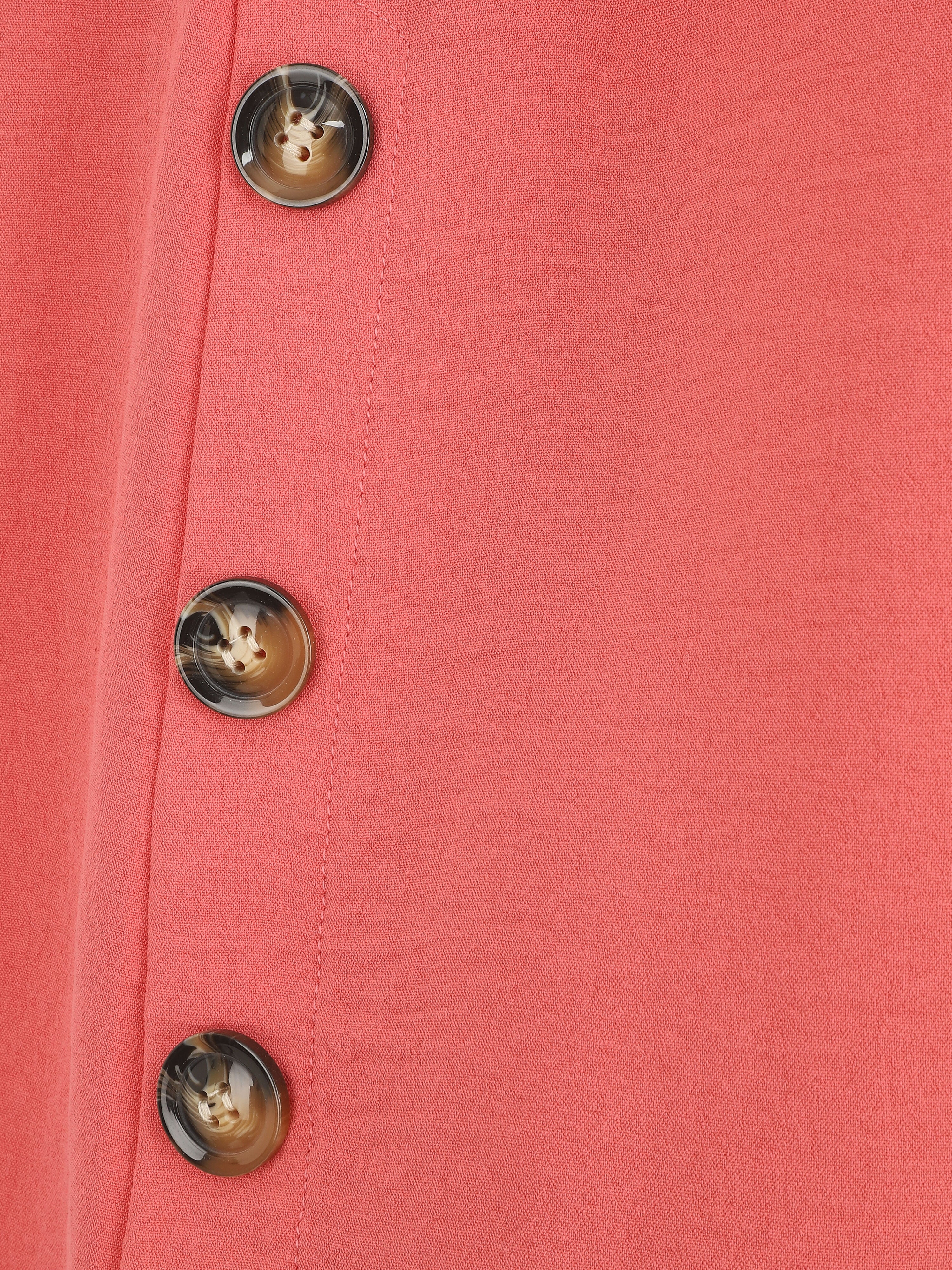 Top fluide uni boutonné à manches courtes - Rose - 3