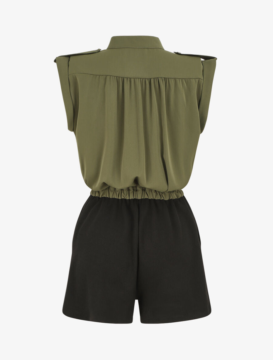 Combishort fluide sans manches - Kaki - 2