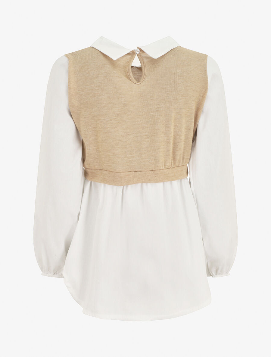 Pull à chemise en trompe l&