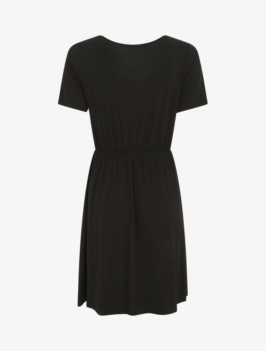 Robe boutonnée unie manches courtes - Noir - 2