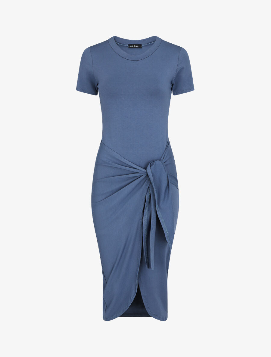 Robe longue style portefeuille - Bleu - 1