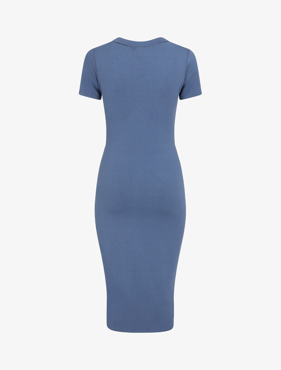 Robe longue style portefeuille - Bleu - 2