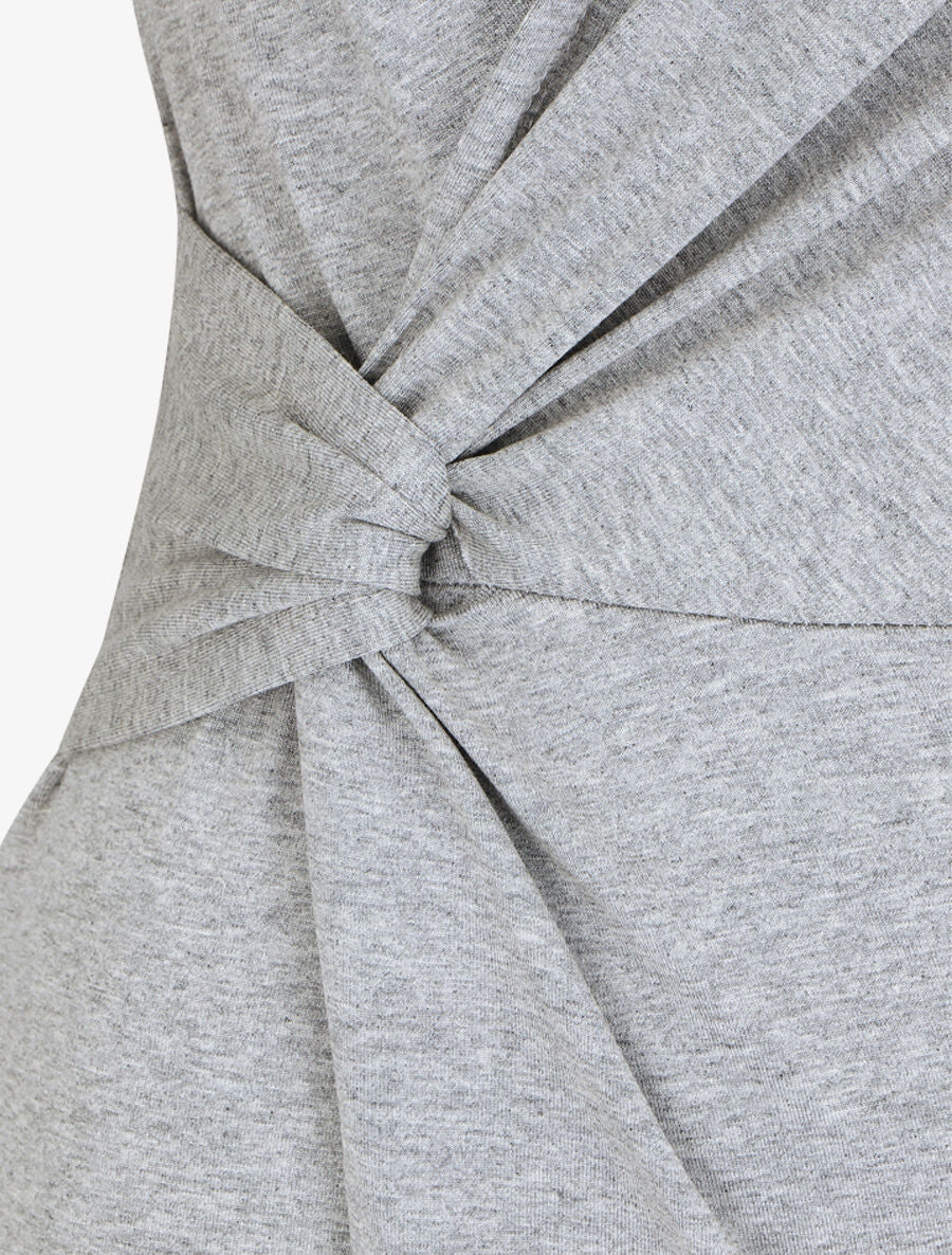 Robe portefeuille fendue manches courtes - Gris chiné - 3
