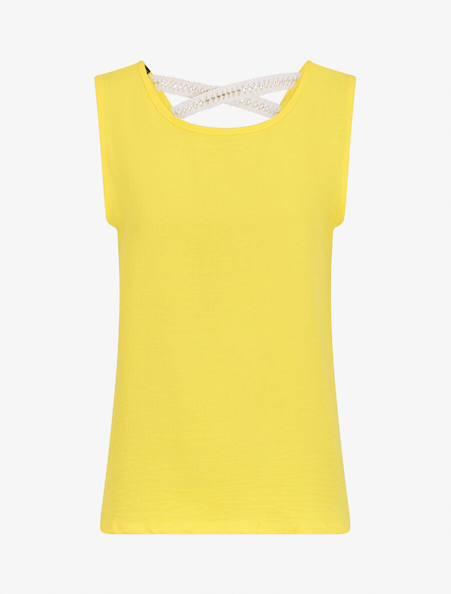Top droit sans manches uni dos en V - Jaune - 1