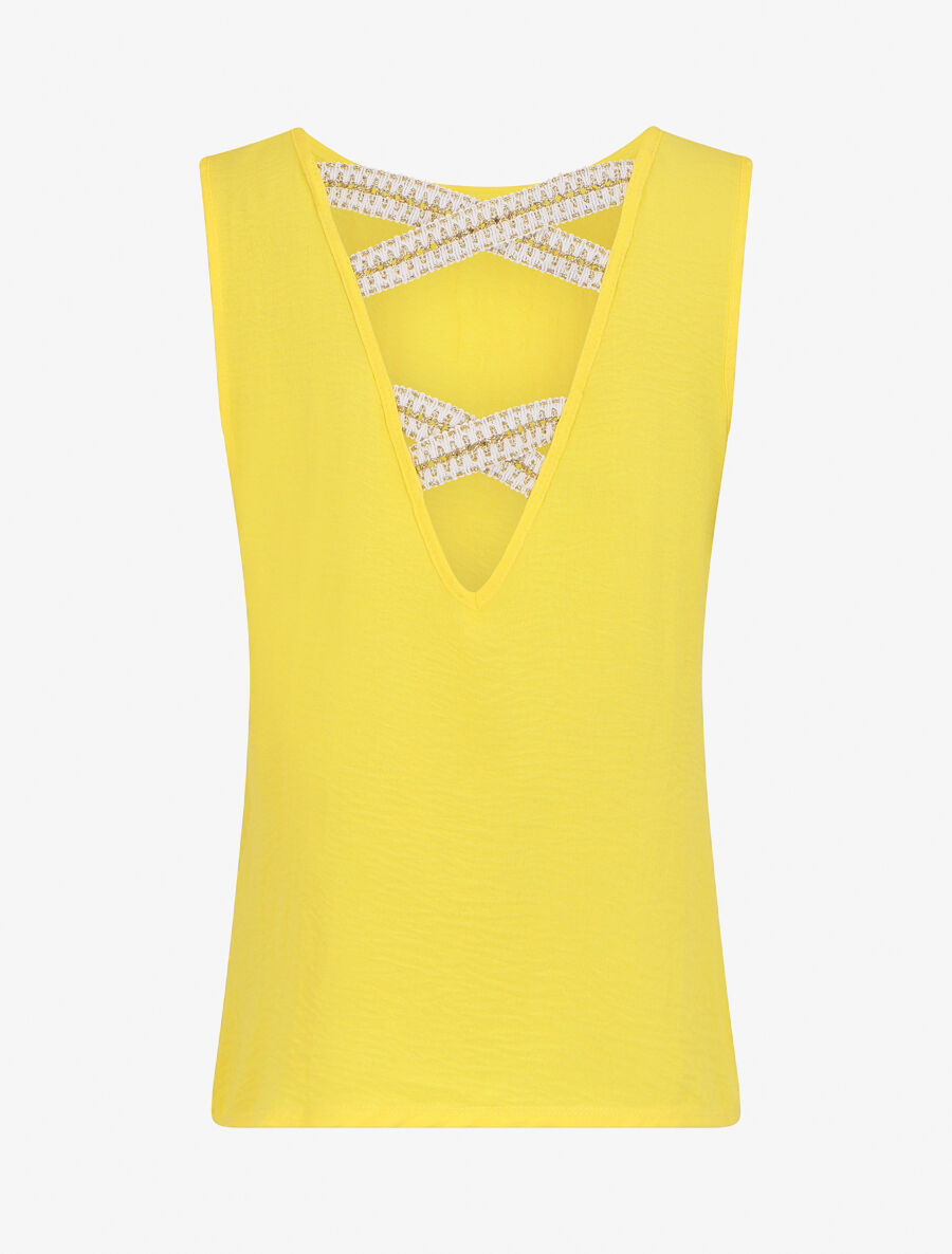Top droit sans manches uni dos en V - Jaune - 2
