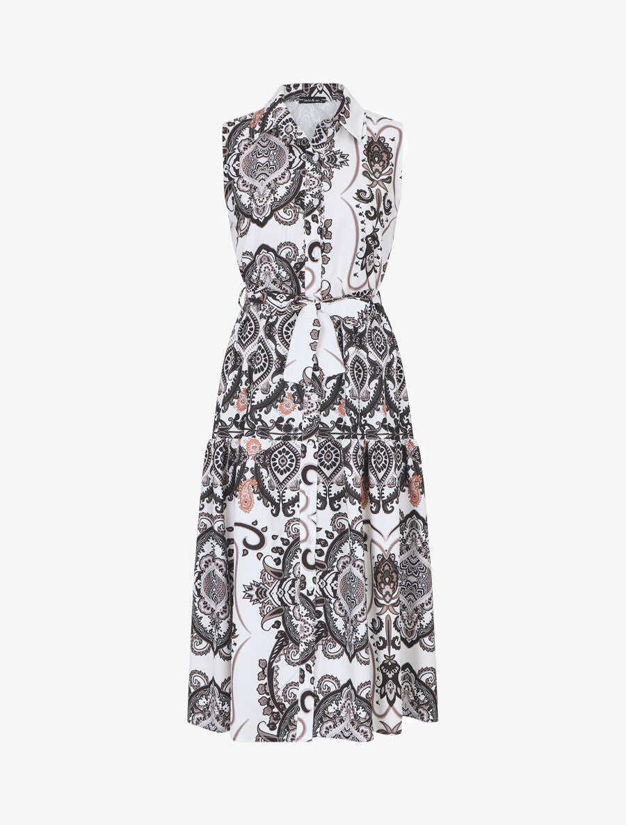 Robe longue évasée à imprimé fleuri - Noir - 1