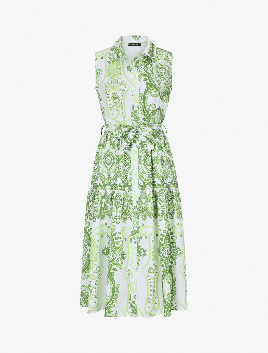 Robe longue évasée à imprimé fleuri - Vert - 1