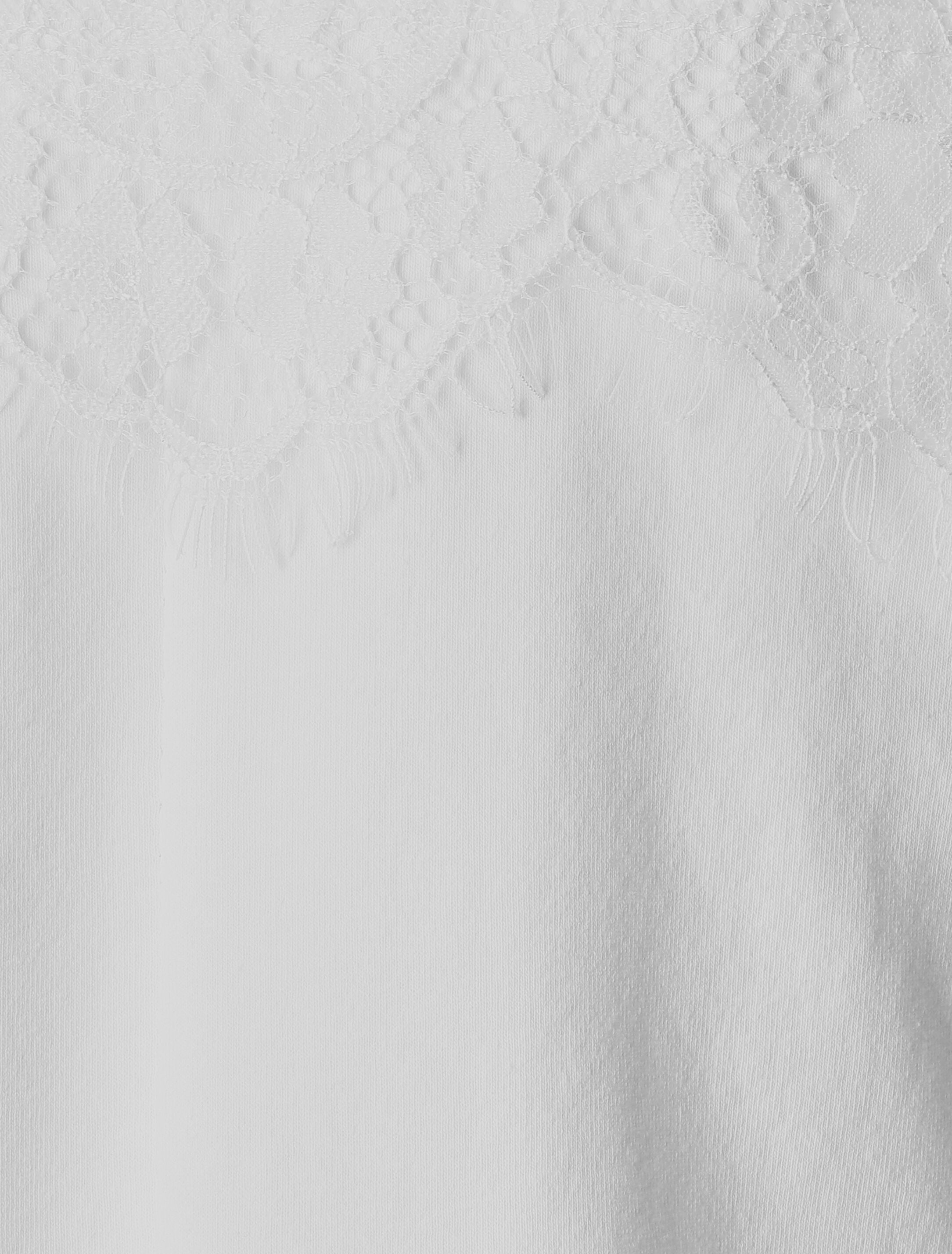 Top uni et dentelle - Blanc - 3
