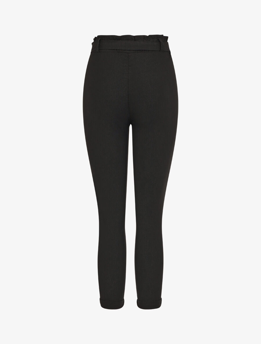 Pantalon paper bag slim taille haute - Noir - 2