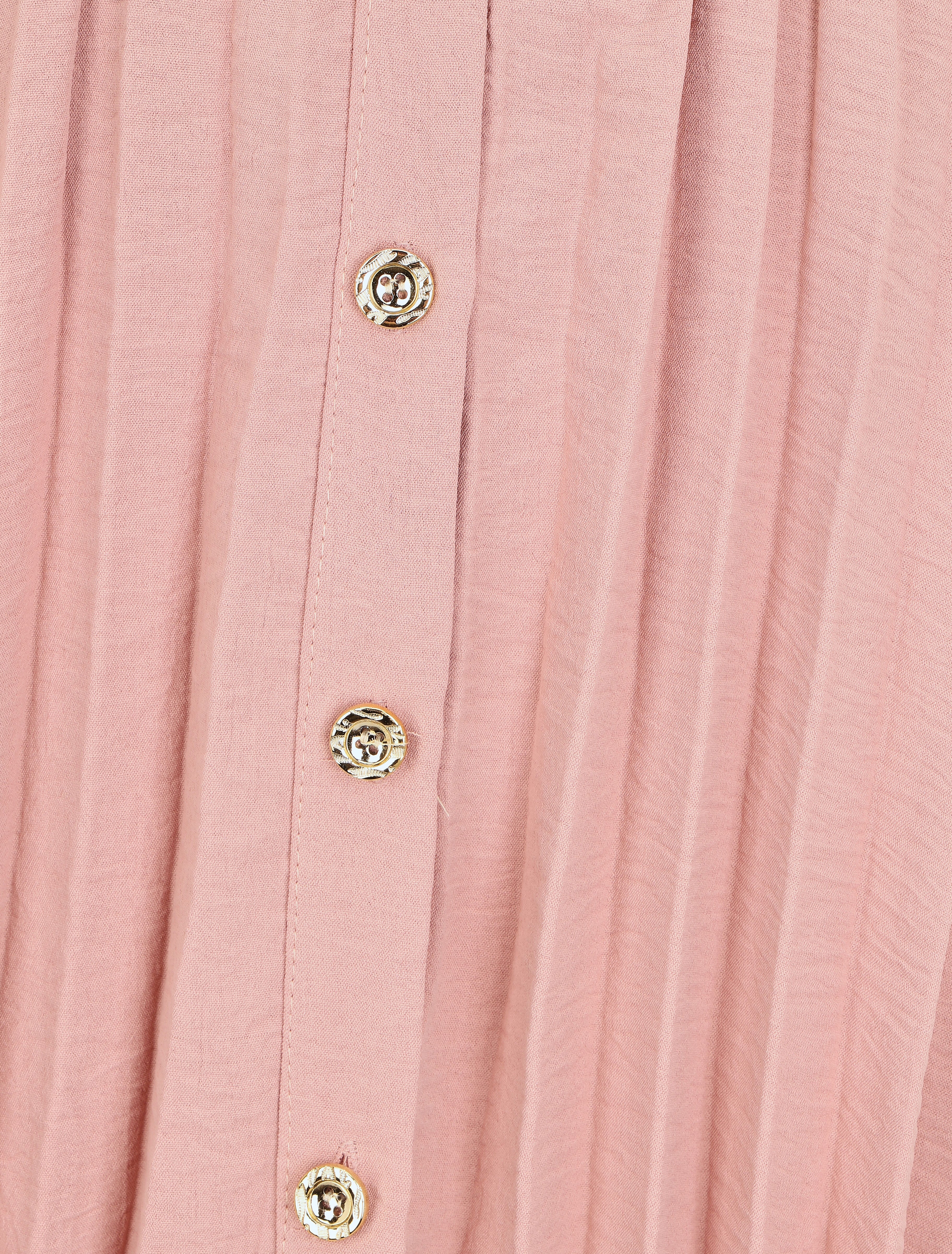 Robe chemise effet plissé à manches 3/4 - Vieux rose - 3