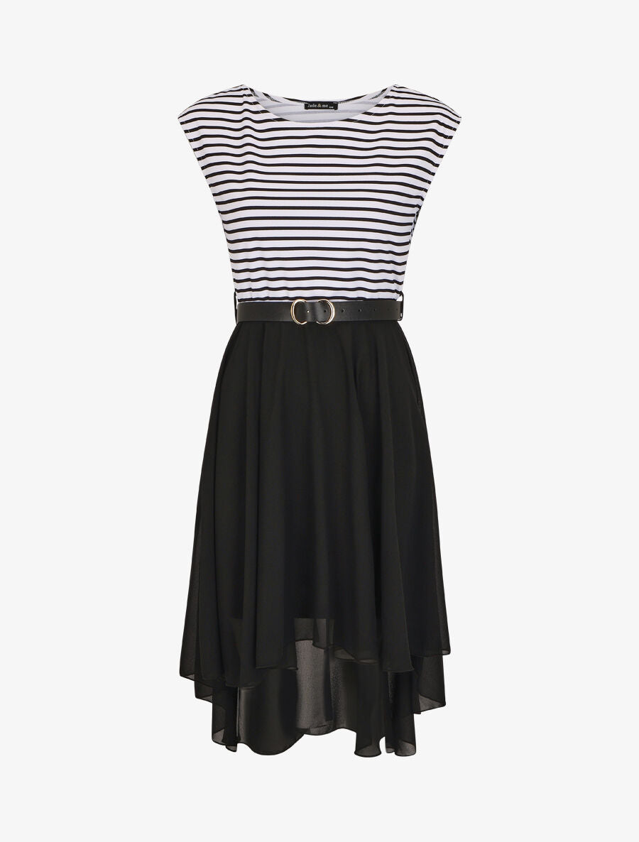 Robe bi-matière à col rond - Noir - 4