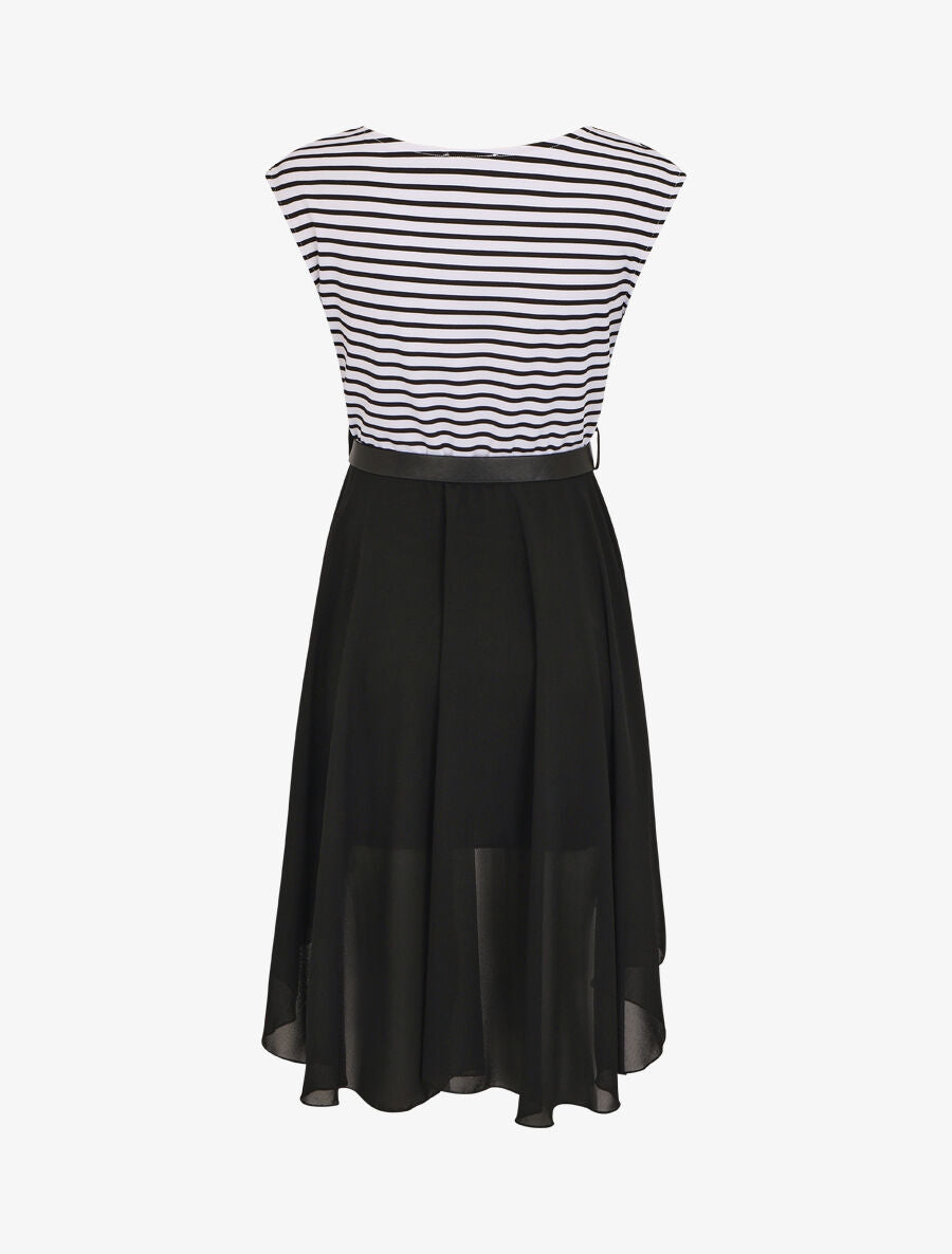 Robe bi-matière à col rond - Noir - 2