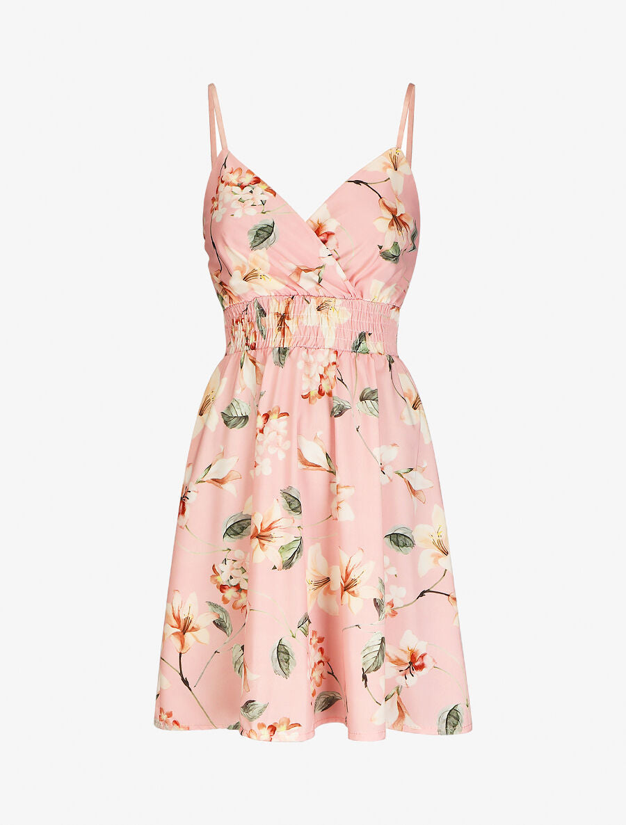 Robe patineuse imprimé floral - Rose - 1