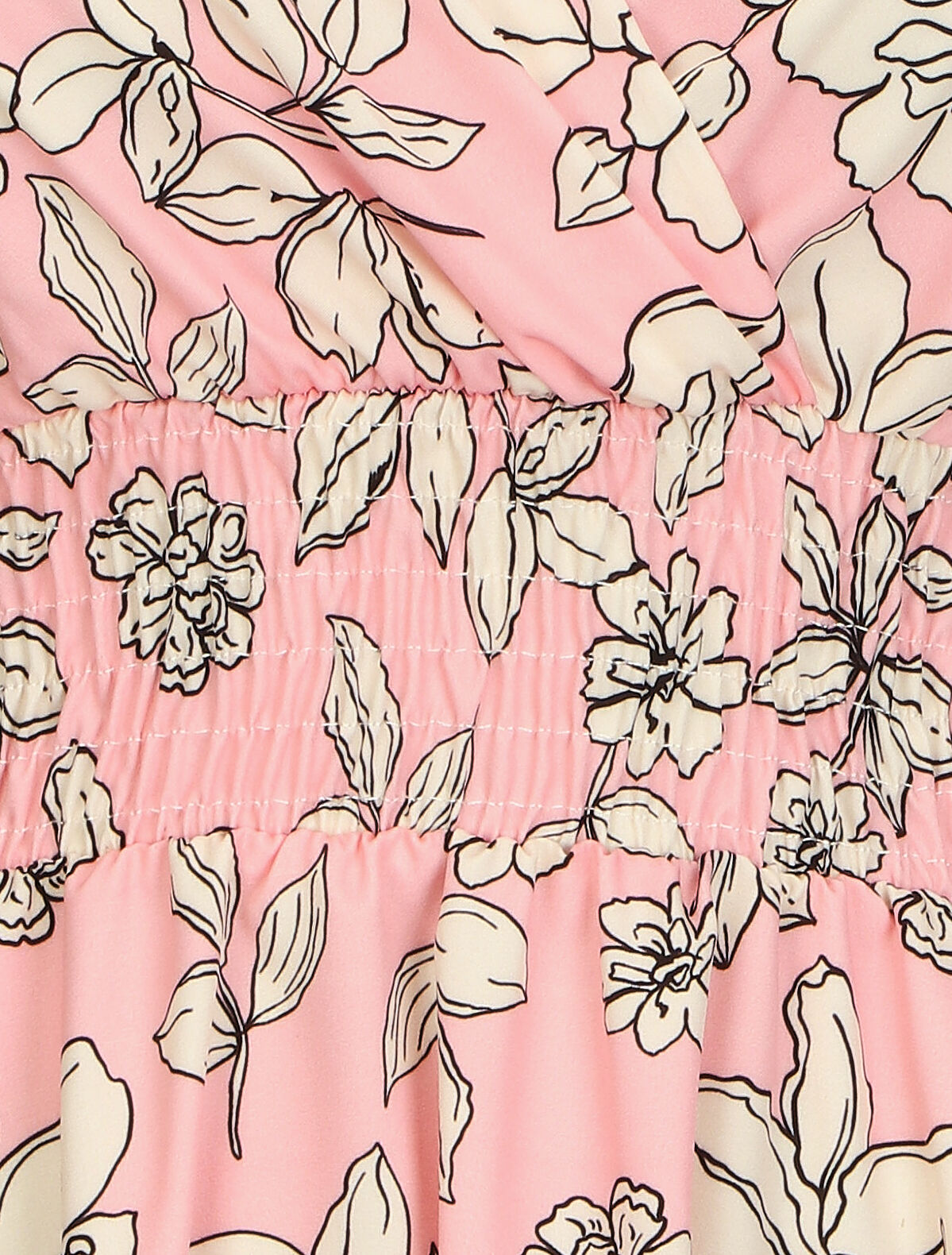Robe fleuri à taille élastiquée - Rose - 3