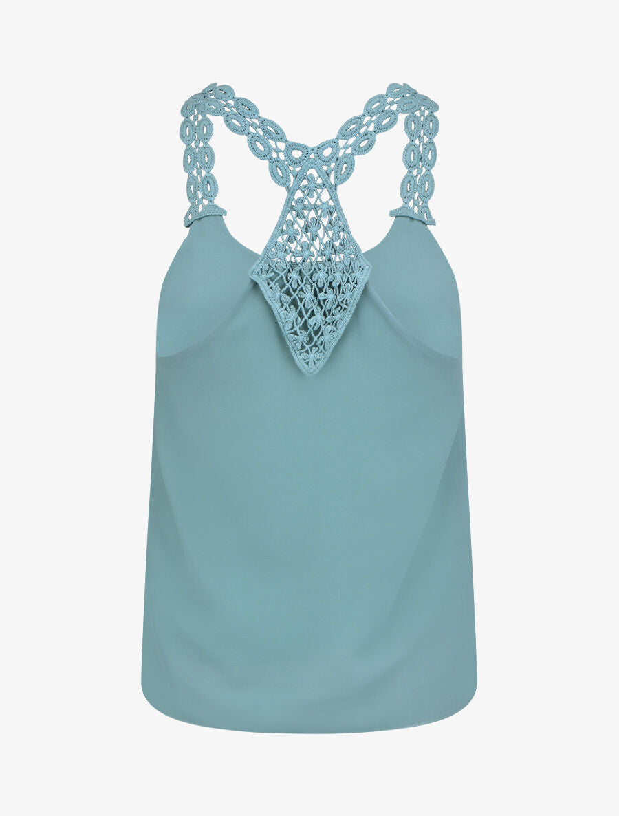 Top droit bretelles en crochet - Bleu clair - 2