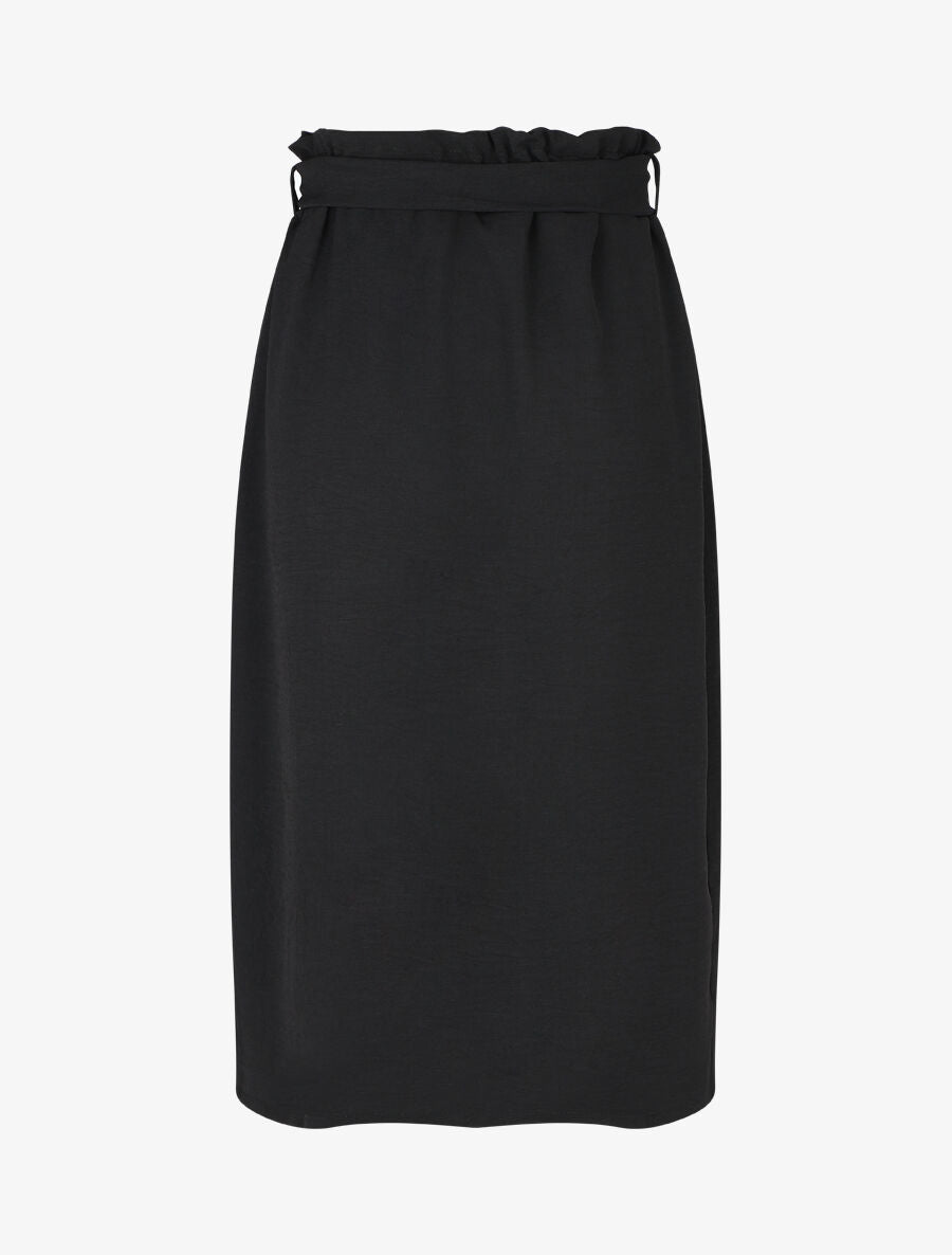 Jupe mi-longue droite taille haute - Noir - 2