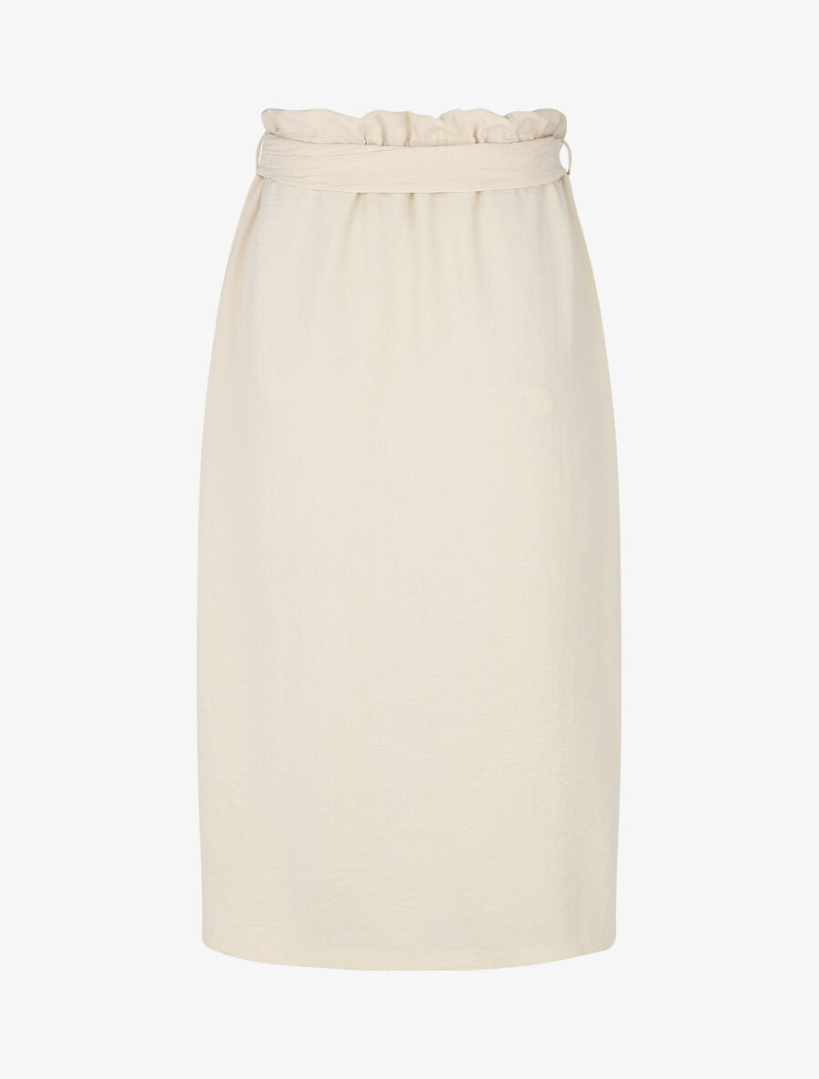 Jupe mi-longue droite taille haute - Beige - 2