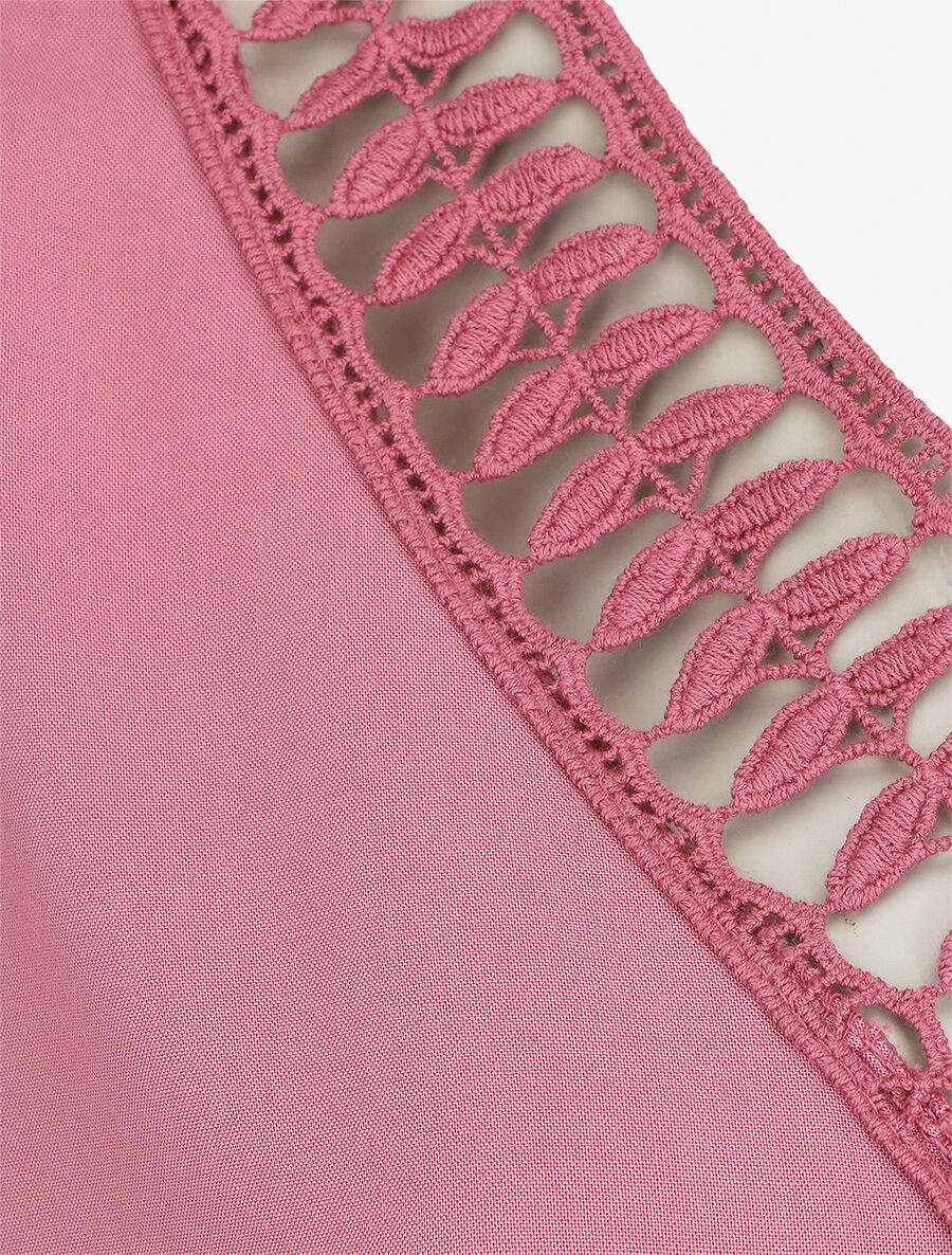 Robe droite unie ceinturée - Vieux rose - 3