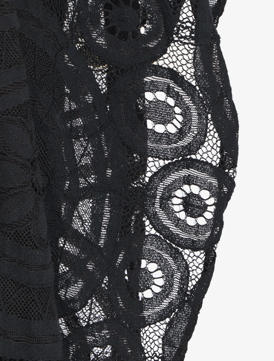 Blouse unie à broderies - Noir - 3