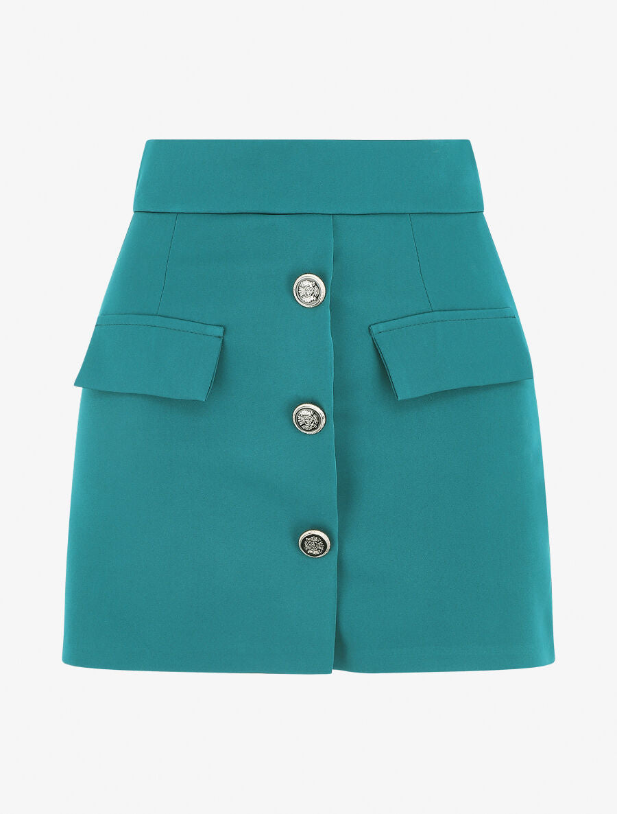 Short jupe taille haute - Bleu canard - 5
