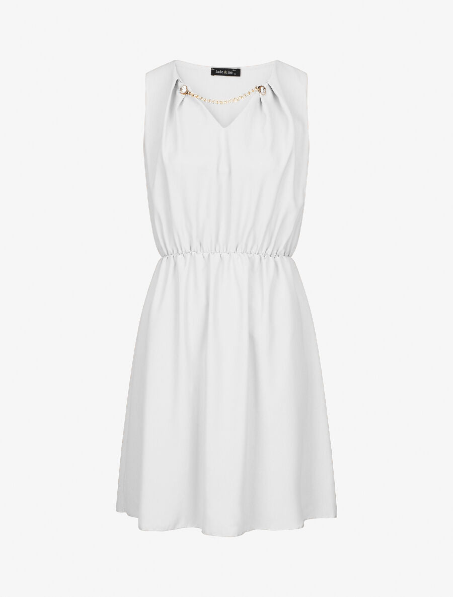 Robe courte sans manches à chaîne - Blanc - 1