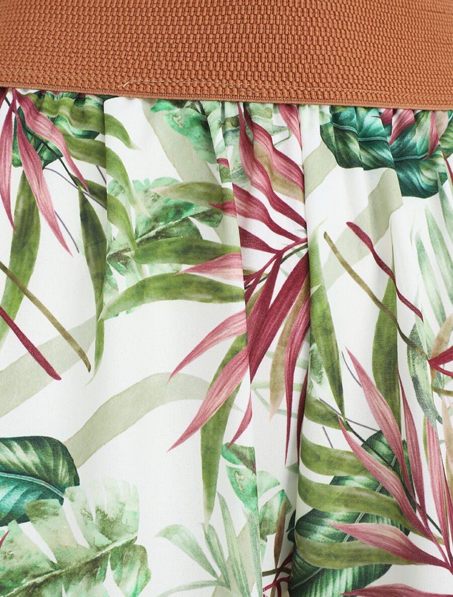 Pantalon à taille haute style corset imprimé tropical - Blanc - 3