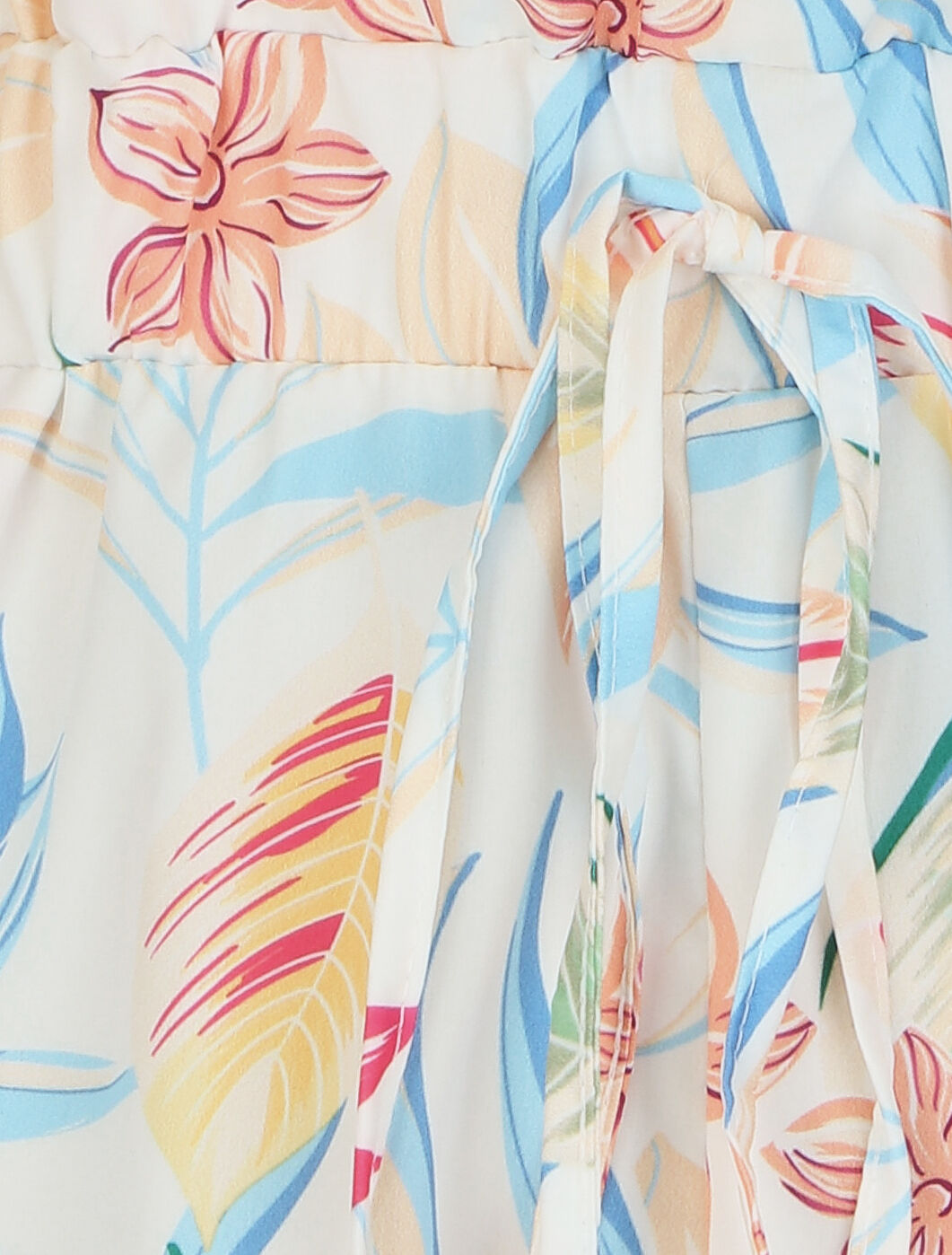 Combishort imprimé fleurs à taille élastiquée - Blanc - 3