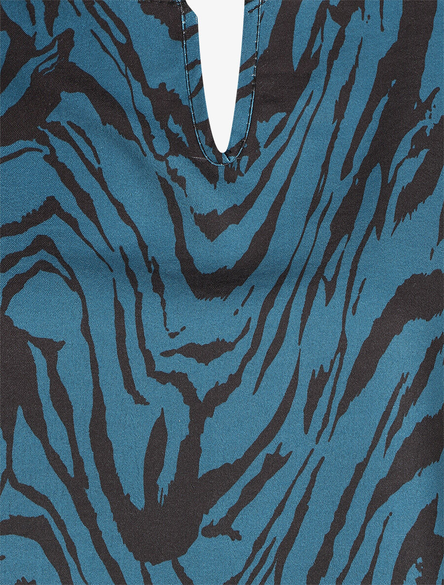 Top col volanté imprimé zèbre - Bleu canard - 3