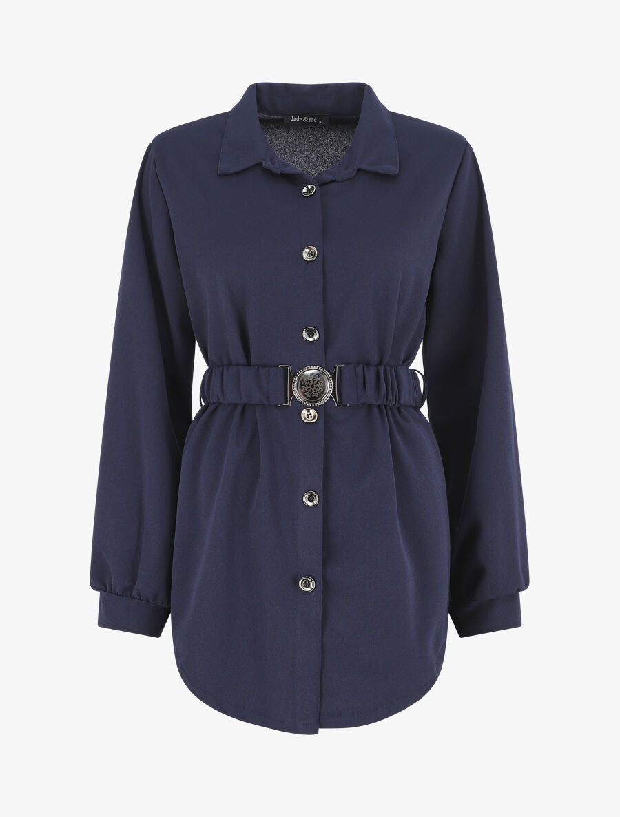 Chemise ample ceinturée - Marine - 1