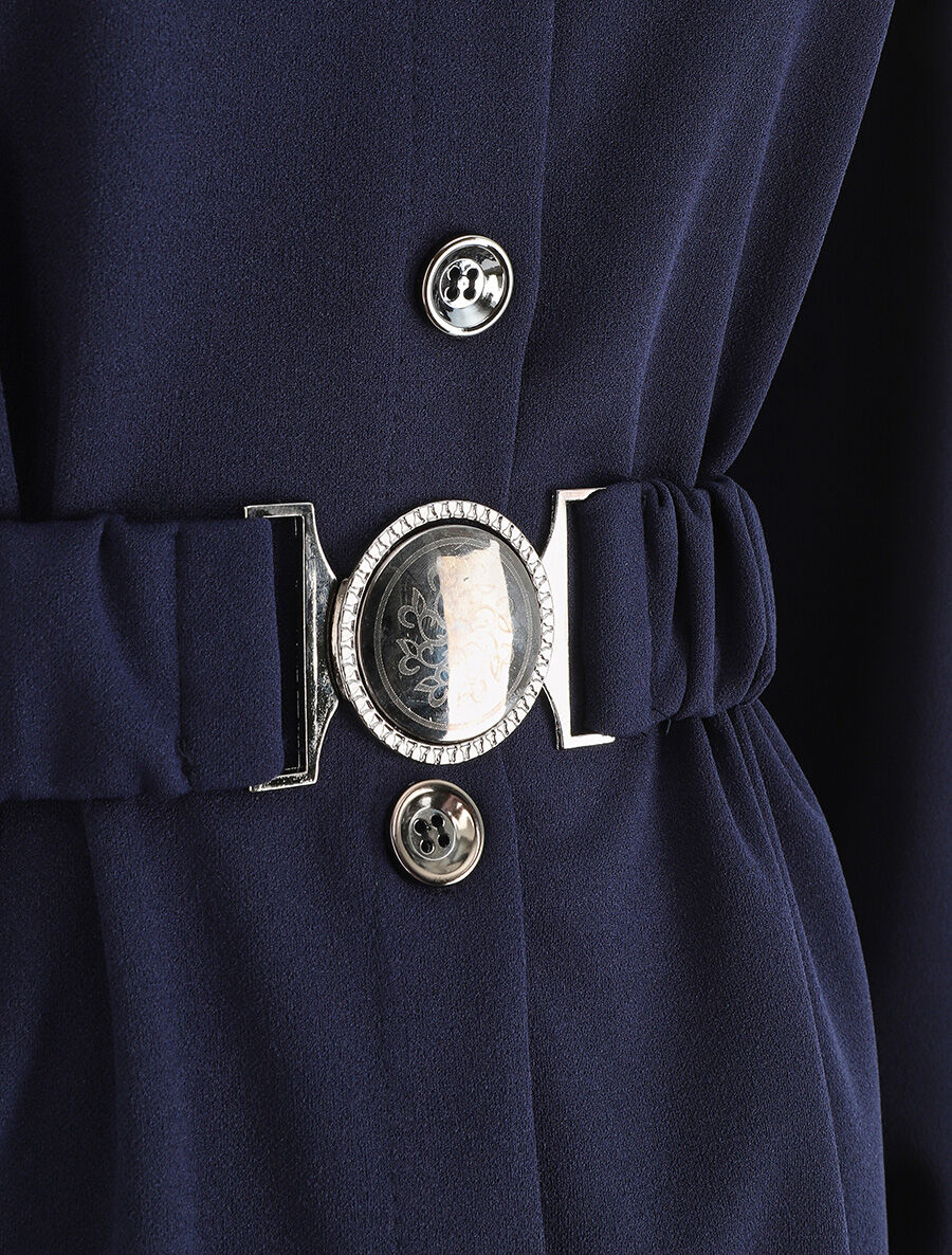 Chemise ample ceinturée - Marine - 3