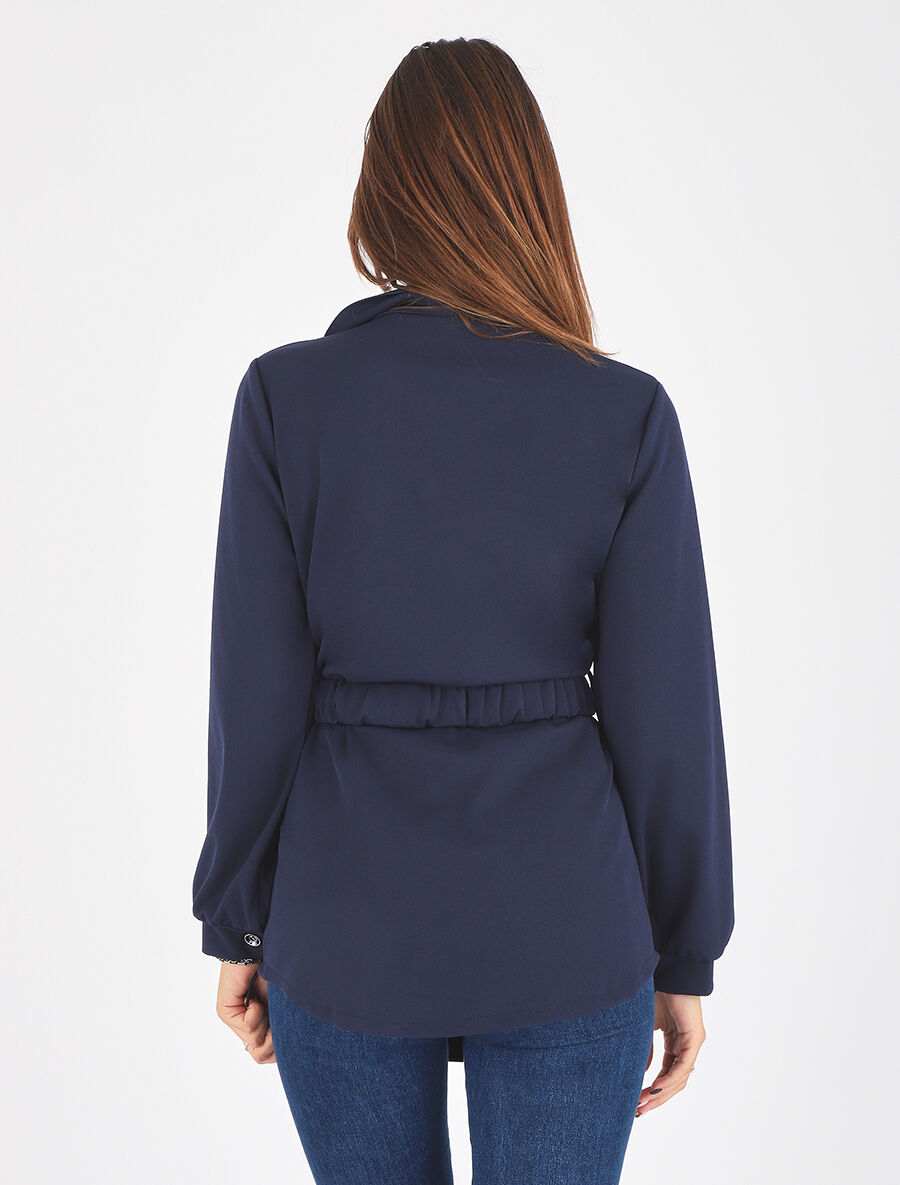 Chemise ample ceinturée - Marine - 5