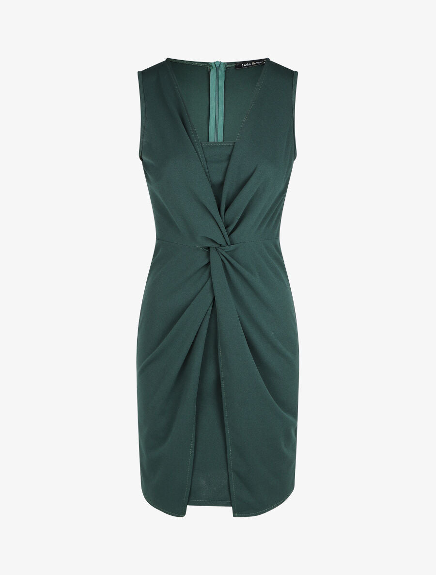 Robe ajustée sans manches à noeud - Vert foncé - 4