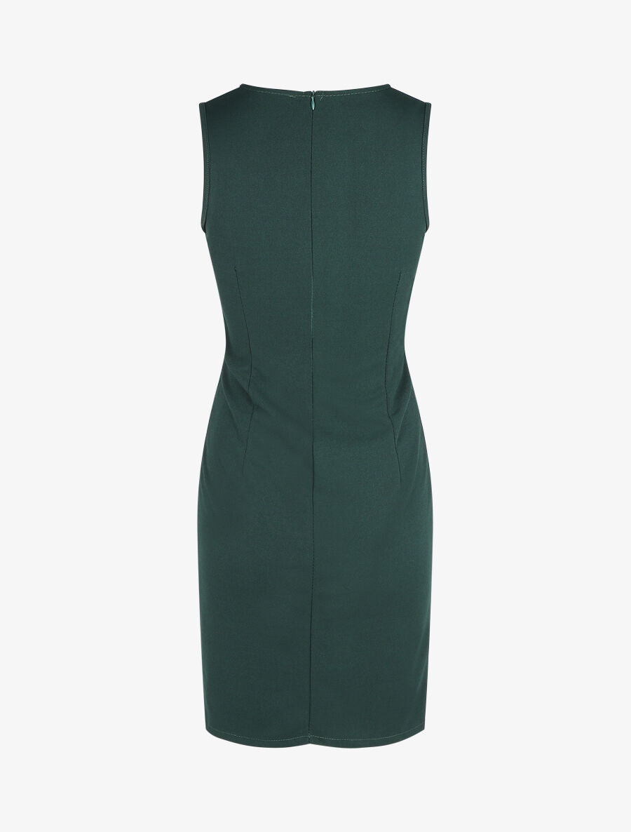 Robe ajustée sans manches à noeud - Vert foncé - 2
