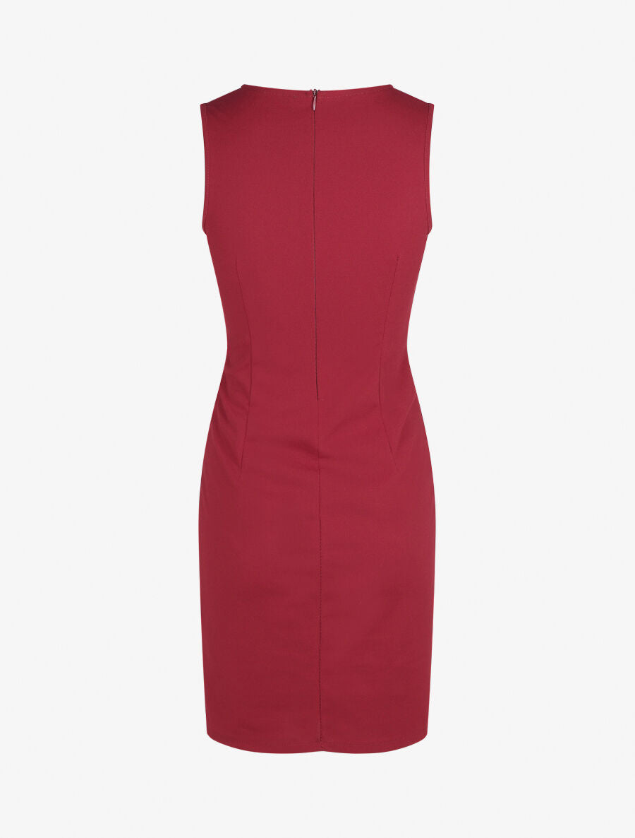 Robe ajustée sans manches à noeud - Bordeaux - 2