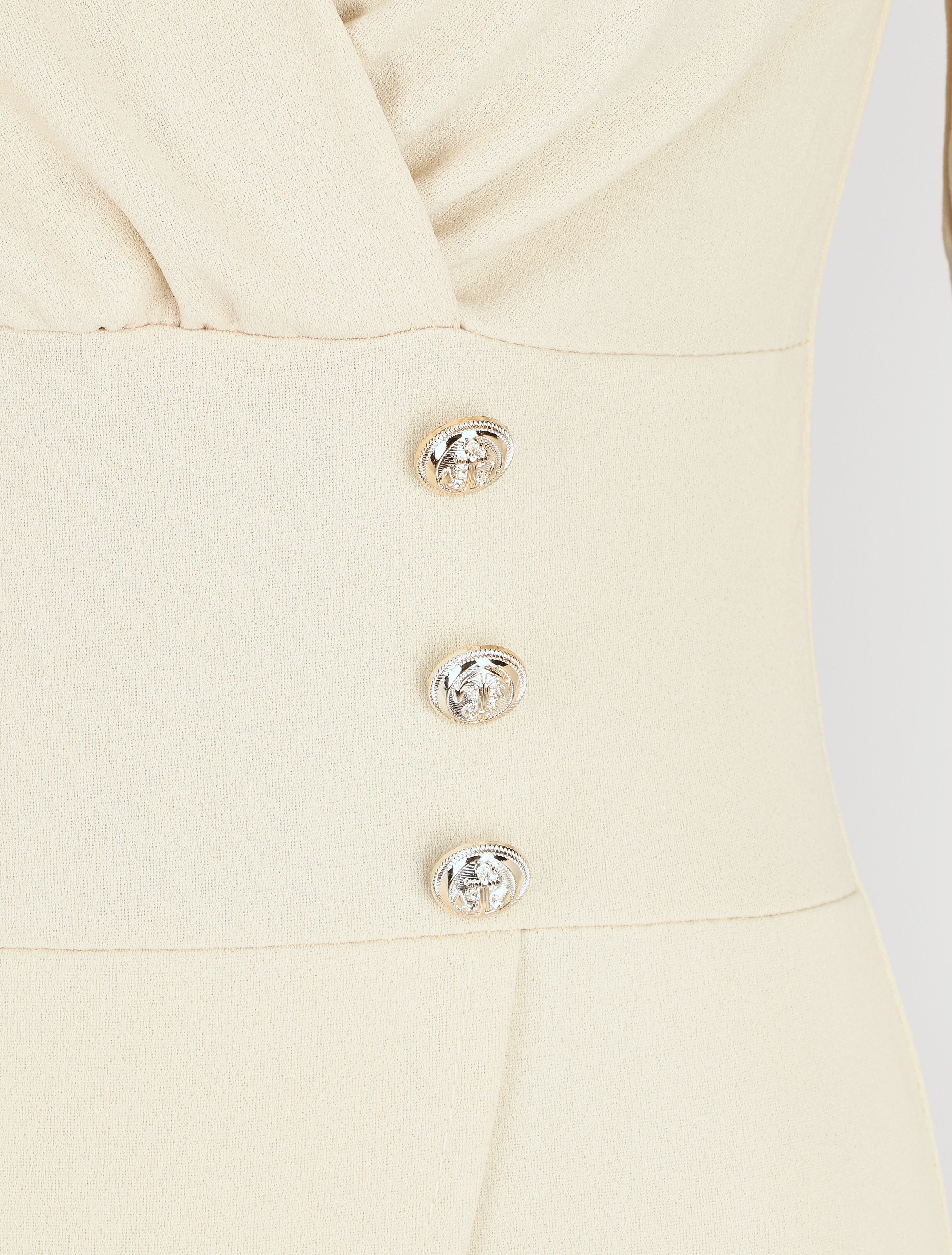 Robe courte ajustée à manches longues - Beige - 3