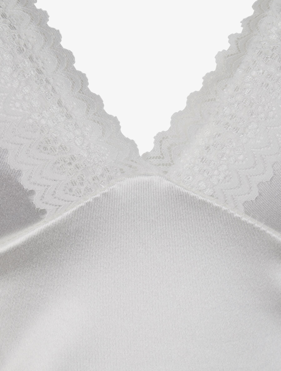 Body satiné à détail dentelle - Blanc - 3