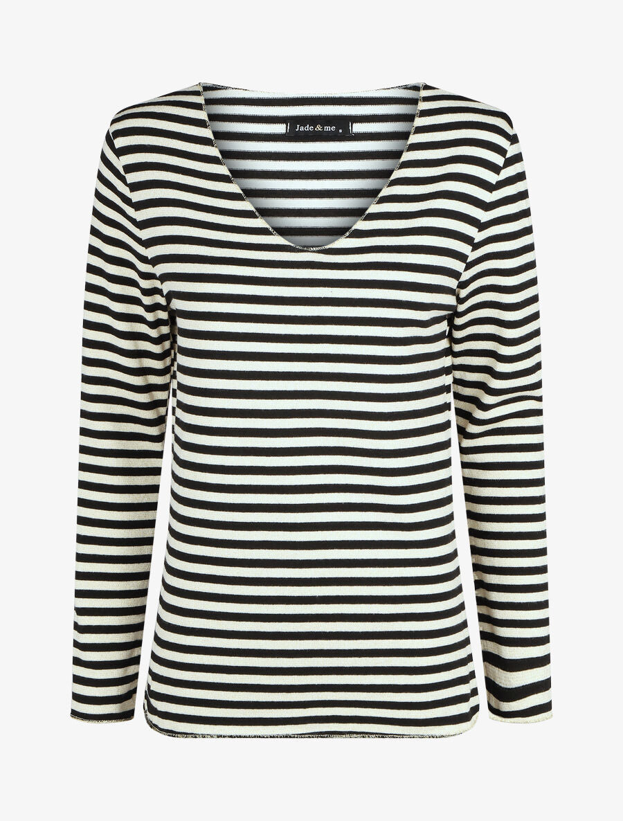 Pull rayé droit irisé - Noir - 1