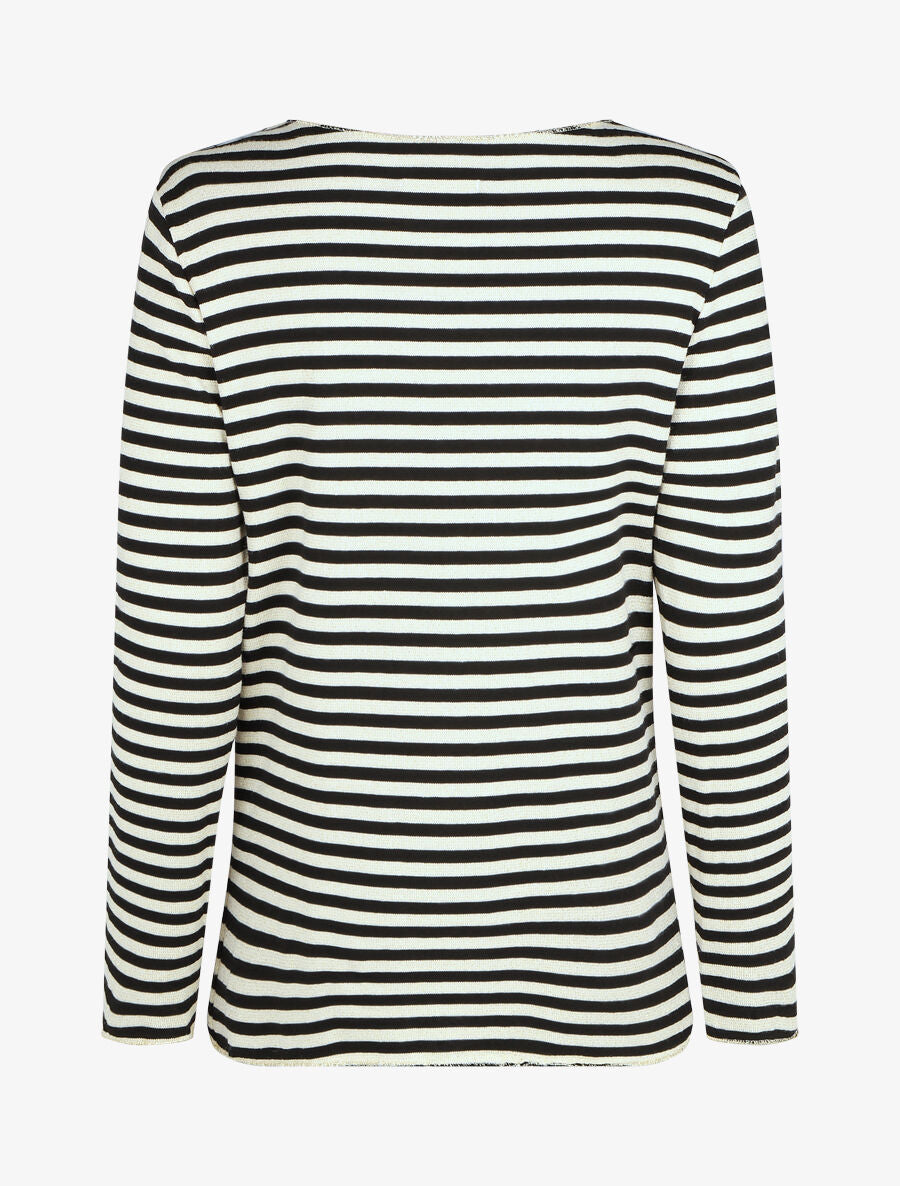 Pull rayé droit irisé - Noir - 2